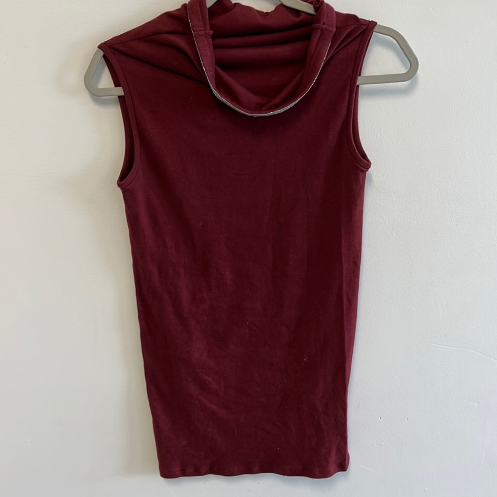 Brunello Cucinelli funnel sweater with jeweled neckline size L